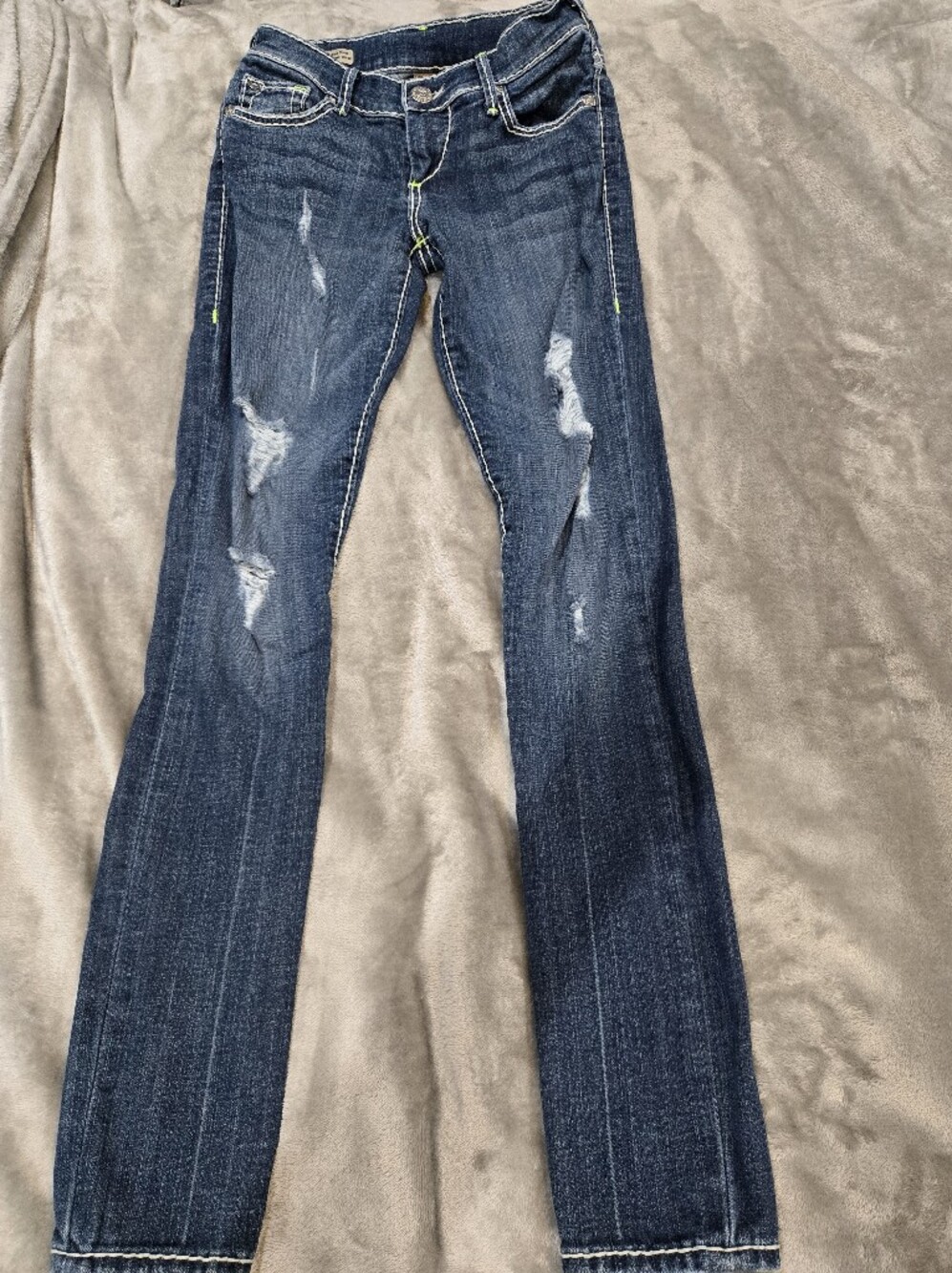 True Religion Dark Indigo Distressed Skinny Jeans